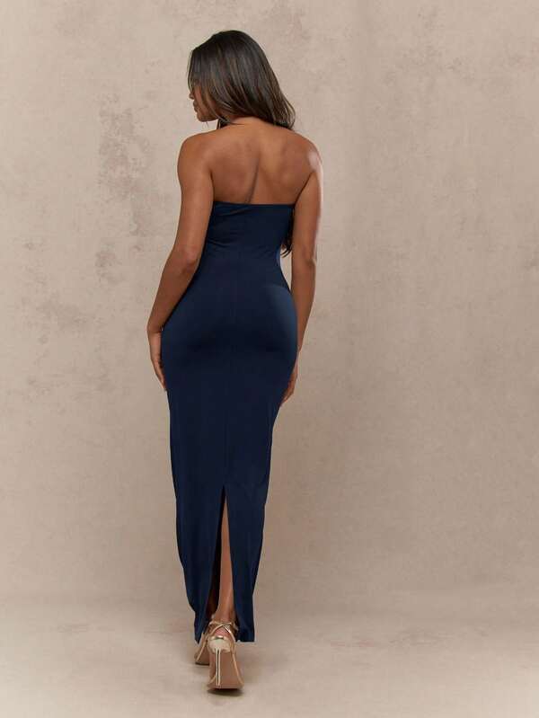 Missguided MISSGUIDED Strapless Bandeau Maxi Dress With Back Slit