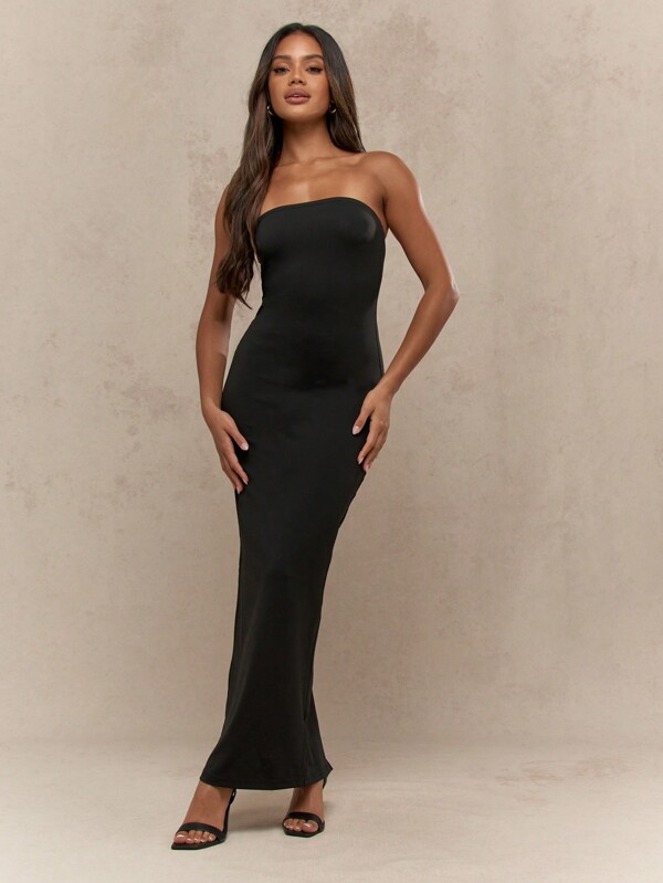 missguided MISSGUIDED Strapless Bandeau Maxi Dress With Back Slit