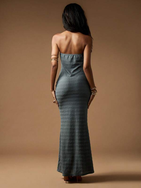 Missguided MISSGUIDED Strapless Bandeau Mermaid Dress With Gold Hardware Detail
