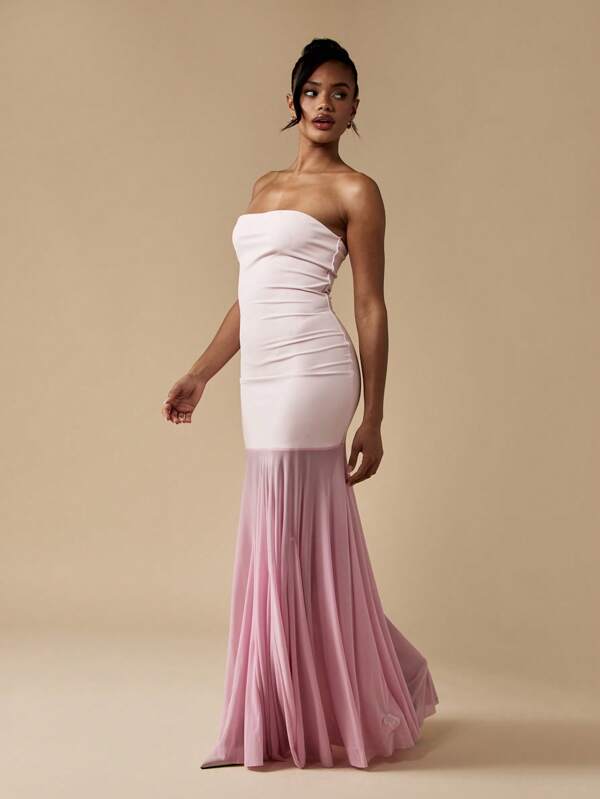 missguided MISSGUIDED Strapless Bandeau Mermaid Maxi Dress