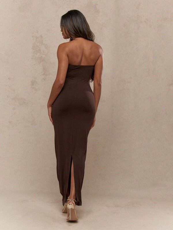 Missguided MISSGUIDED Strapless Bandeau Midaxi Dress With Back Split