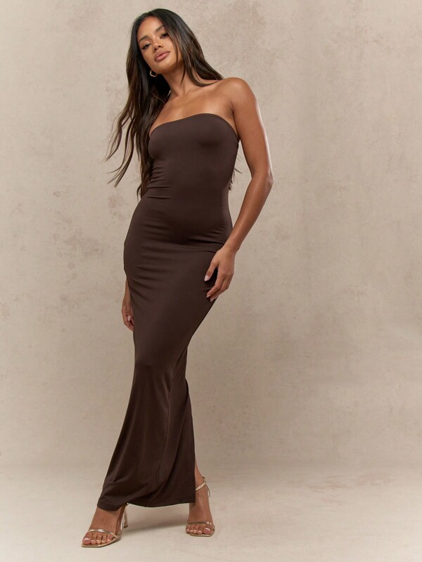 missguided MISSGUIDED Strapless Bandeau Midaxi Dress With Back Split