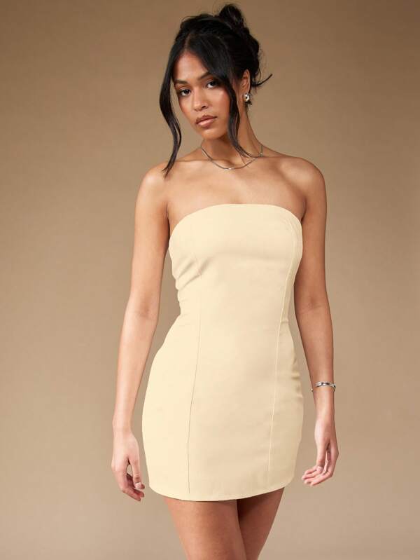 missguided MISSGUIDED Strapless Bandeau Mini Dress Bodycon Design Sleeveless Above Knee