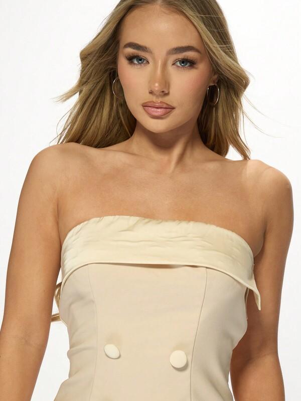 Missguided MISSGUIDED Strapless Bandeau Mini Dress With Button Detail Pockets