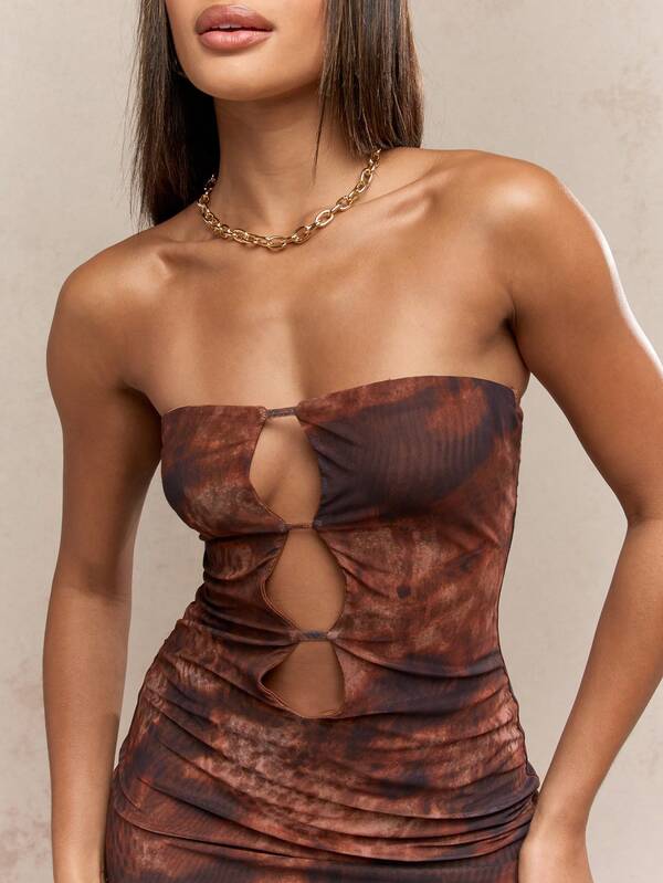 Missguided MISSGUIDED Strapless Bandeau Mini Dress With Cut Out Design
