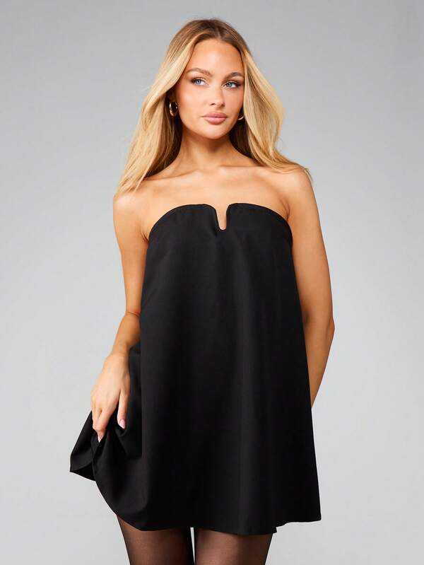 Missguided MISSGUIDED Strapless Bandeau Mini Dress With Flare
