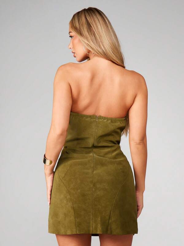 Missguided MISSGUIDED Strapless Bandeau Mini Dress With Seam Detail