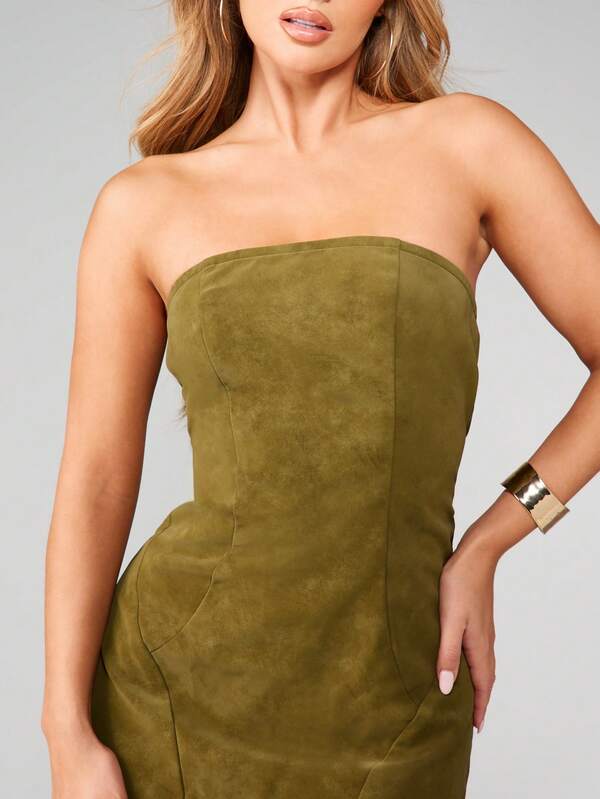 Missguided MISSGUIDED Strapless Bandeau Mini Dress With Seam Detail