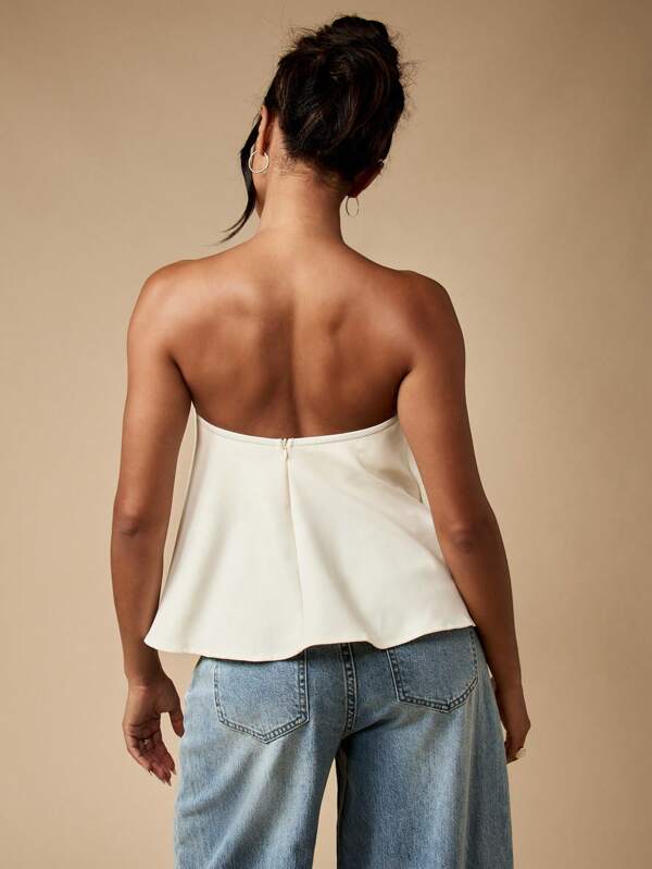 Missguided MISSGUIDED Strapless Bandeau Top With Sweetheart Neckline And Draped Design