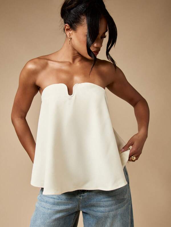 missguided MISSGUIDED Strapless Bandeau Top With Sweetheart Neckline And Draped Design