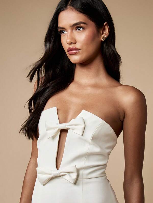 Missguided MISSGUIDED Strapless Bodycon Mini Dress With Double Bow Front Detail