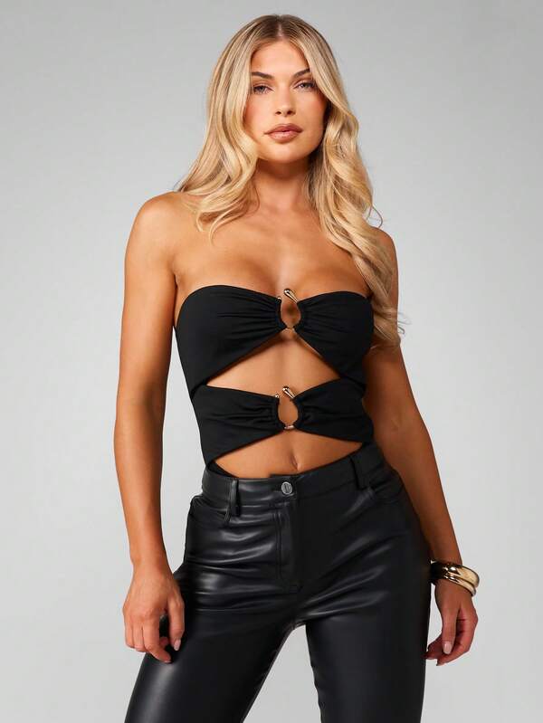 Missguided MISSGUIDED Strapless Bodysuit With Cut Out Design