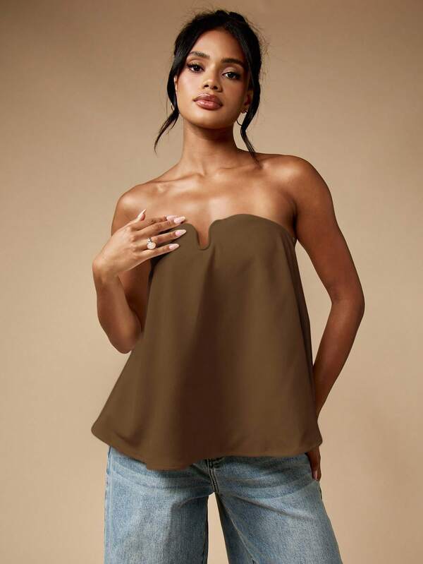 Missguided MISSGUIDED Strapless Bustier Top With U-Bend Neckline