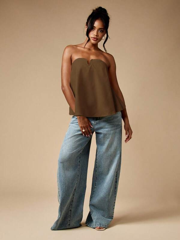 Missguided MISSGUIDED Strapless Bustier Top With U-Bend Neckline