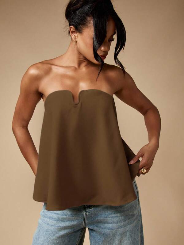 missguided MISSGUIDED Strapless Bustier Top With U-Bend Neckline