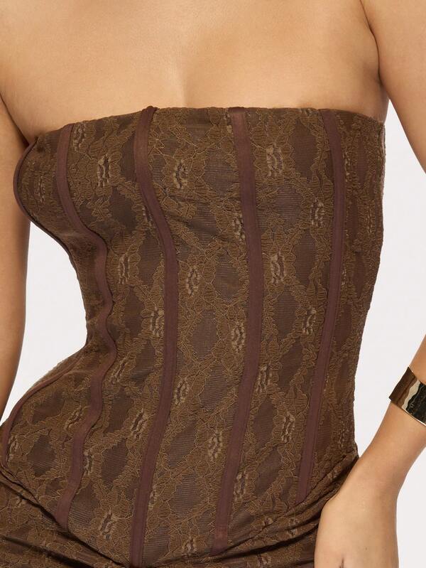 Missguided MISSGUIDED Strapless Corset Lace Bodycon Mini Dress