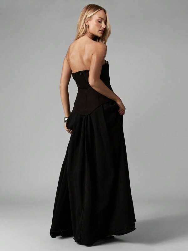 Missguided MISSGUIDED Strapless Corset Maxi Dress With Drop Waist