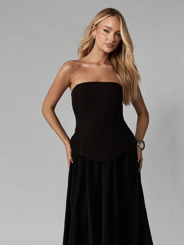 Missguided MISSGUIDED Strapless Corset Maxi Dress With Drop Waist