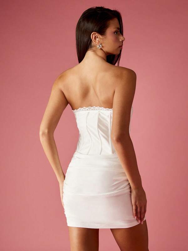 Missguided MISSGUIDED Strapless Corset Mini Dress With Lace Trim