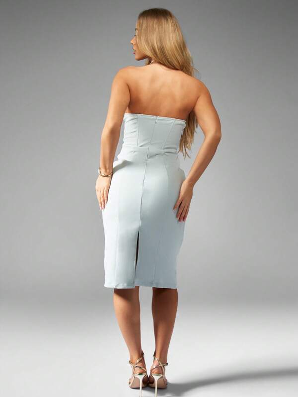 Missguided MISSGUIDED Strapless Corset-Style Midi Dress With Sweetheart Neckline