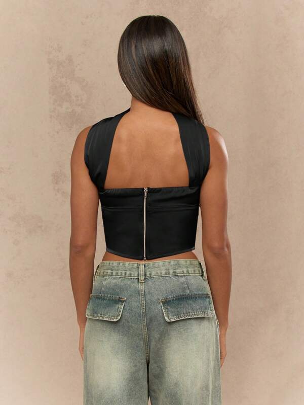 Missguided MISSGUIDED Strapless Corset Top With Neck Scarf