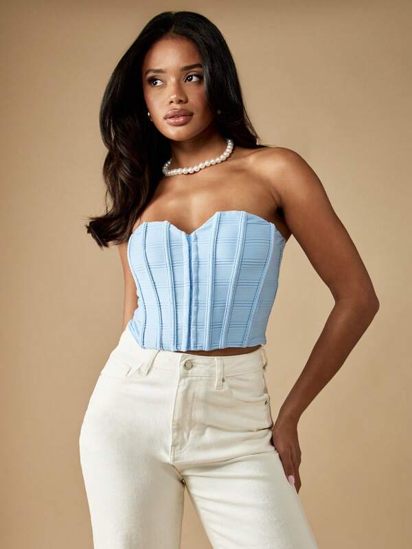 missguided MISSGUIDED Strapless Corset Top With Vertical Panels