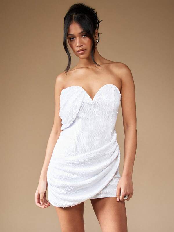 Missguided MISSGUIDED Strapless Draped Corset Bustier Mini Dress