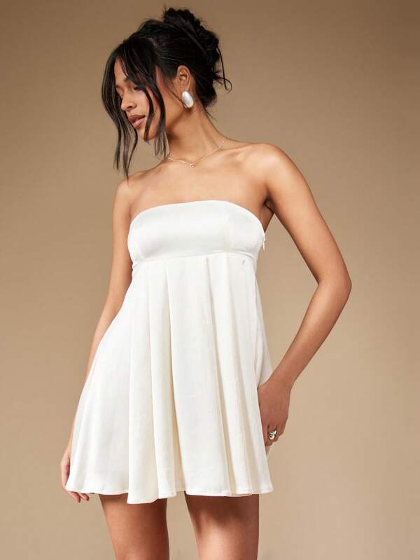 missguided MISSGUIDED Strapless Empire Waist Elegant Chic Women Mini Dress