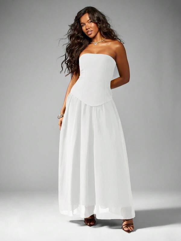 missguided MISSGUIDED Strapless Fitted Bodice Maxi Dress With Flowing Skirt