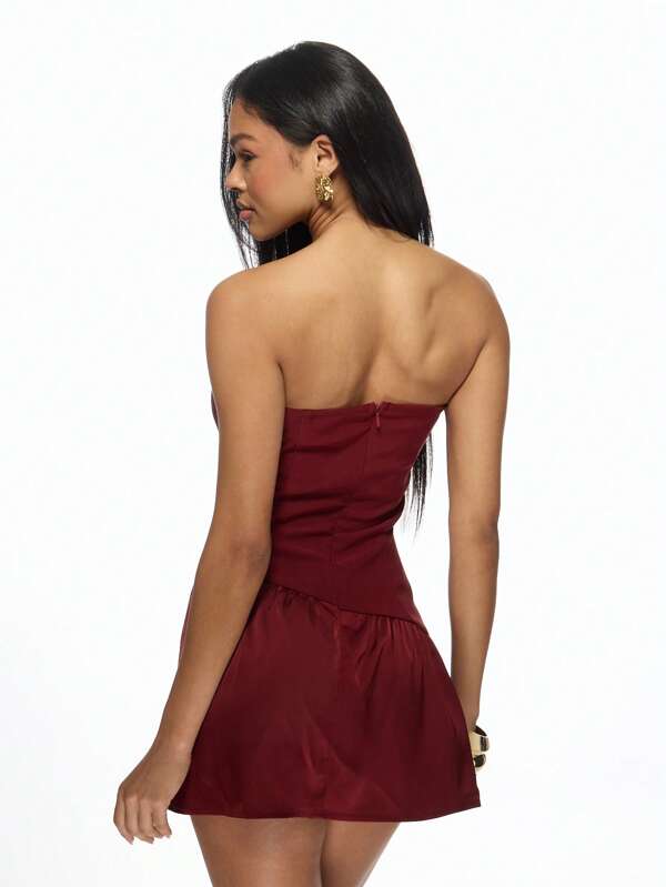 Missguided MISSGUIDED Strapless Flared Skater Style Empire Waist Mini Dress