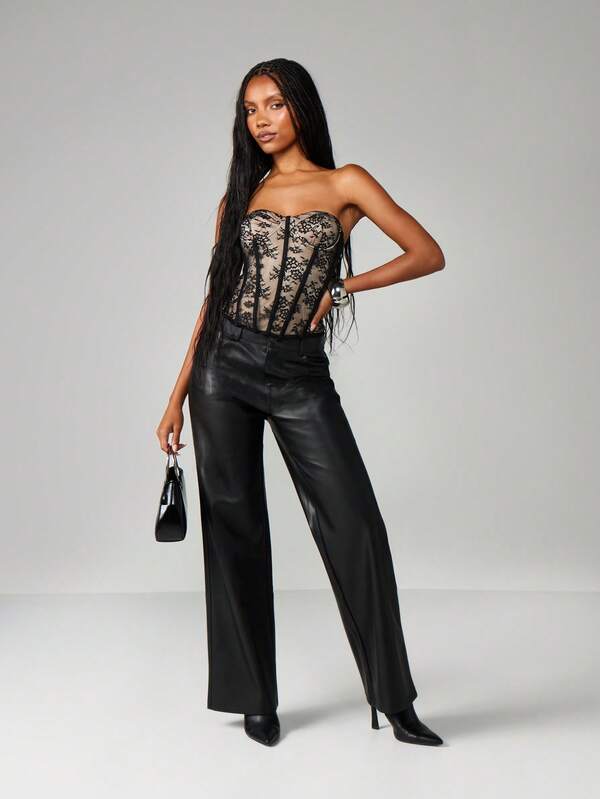Missguided MISSGUIDED Strapless Lace Corset With Sweetheart Neckline