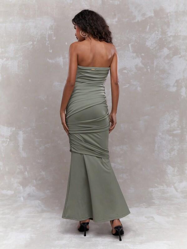 Missguided MISSGUIDED Strapless Maxi Dress With Twisted Knot Details
