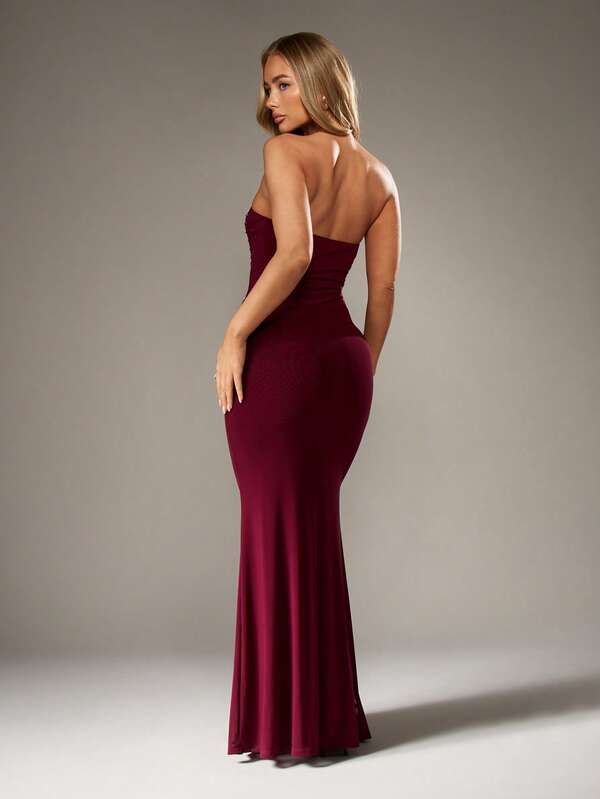 Missguided MISSGUIDED Strapless Mermaid Gown With Crystal Embellishments