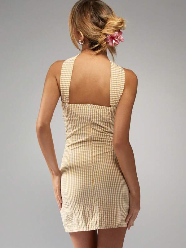 Missguided MISSGUIDED Strapless Mini Bandage Bodycon Cream Dress