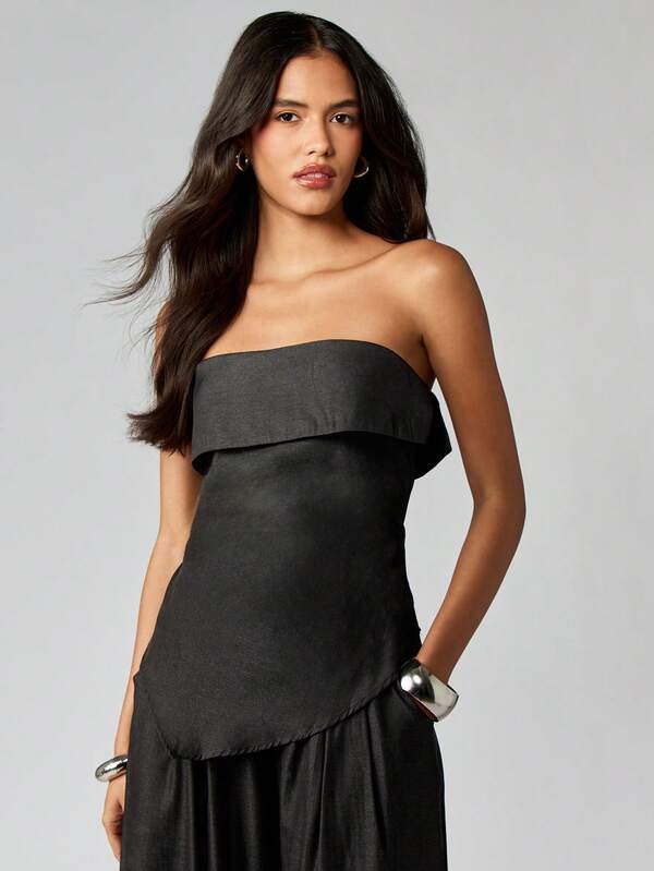 Missguided MISSGUIDED Strapless Palazzo Set With Wide Leg Pants