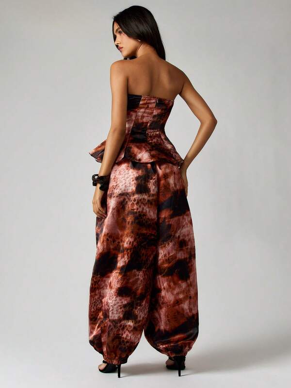 Missguided MISSGUIDED Strapless Peplum Corset With Wide Leg Pants