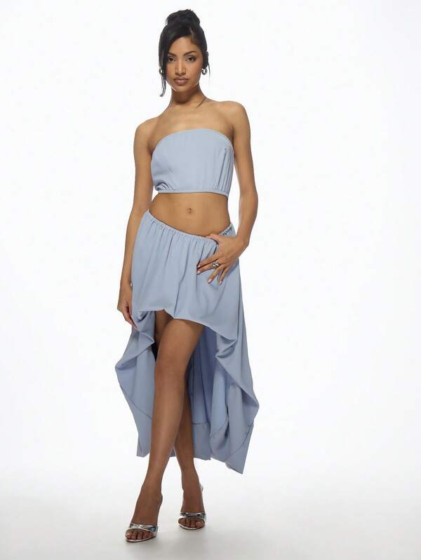 Missguided MISSGUIDED Strapless Puffball High-Low Maxi Dress
