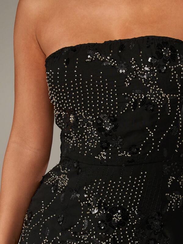 Missguided MISSGUIDED Strapless Sequin Mermaid Dress With Side Slit