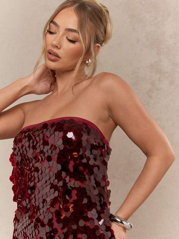 Missguided MISSGUIDED Strapless Sequin Mini Dress With Bandeau Neckline