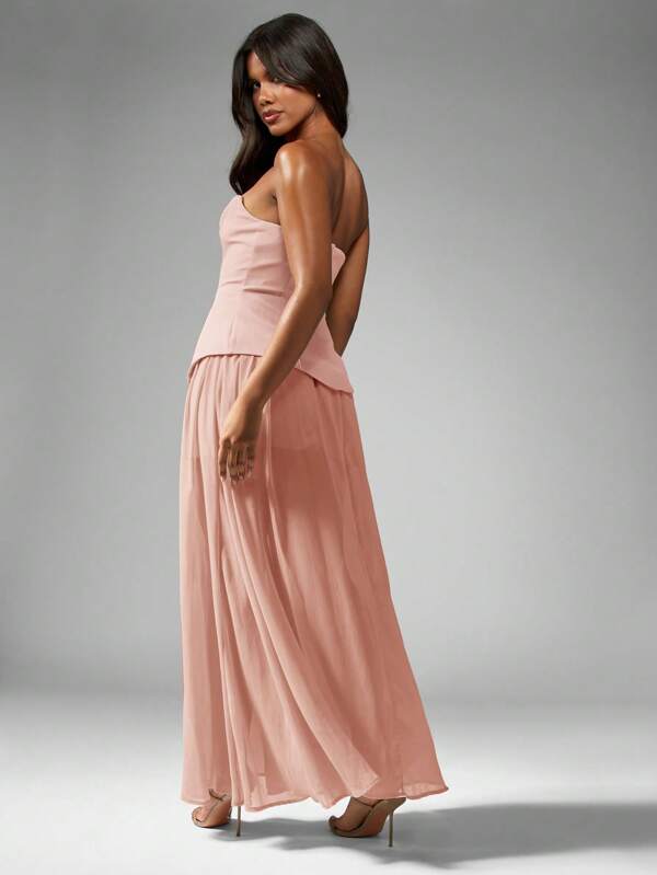 Missguided MISSGUIDED Strapless Structured Corset Bodice A Line Maxi Dress