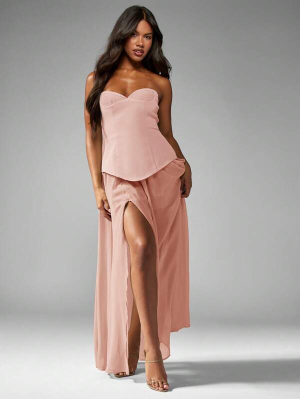 Missguided MISSGUIDED Strapless Structured Corset Bodice A Line Maxi Dress