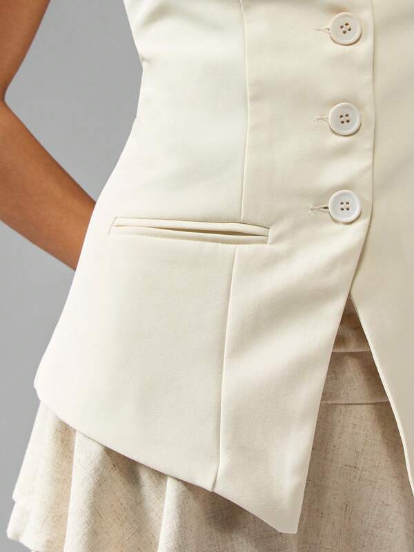 Missguided MISSGUIDED Street Buttoned Vest With Pockets