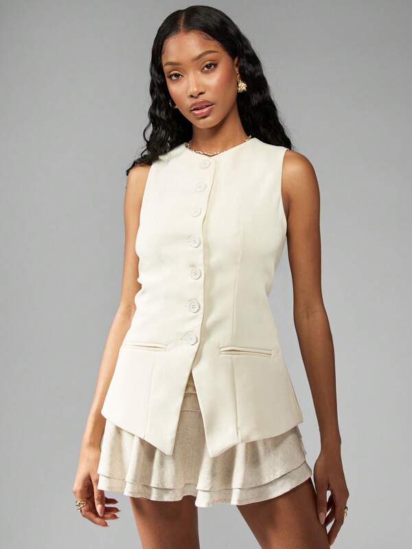 missguided MISSGUIDED Street Buttoned Vest With Pockets