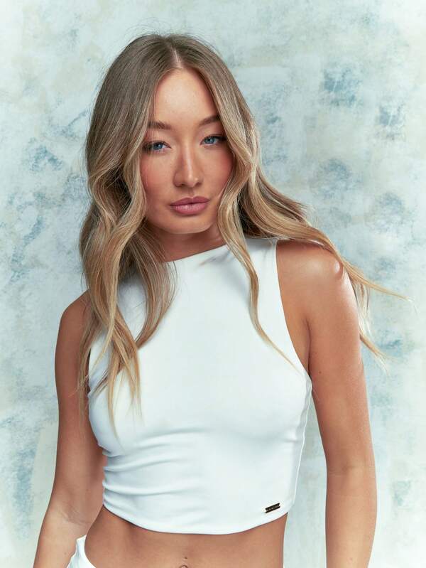 Missguided MISSGUIDED Street Jersey Round Neck Sleeveless Crop Top