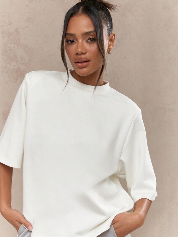Missguided MISSGUIDED Street Shoulder Pad Oversized T-Shirt
