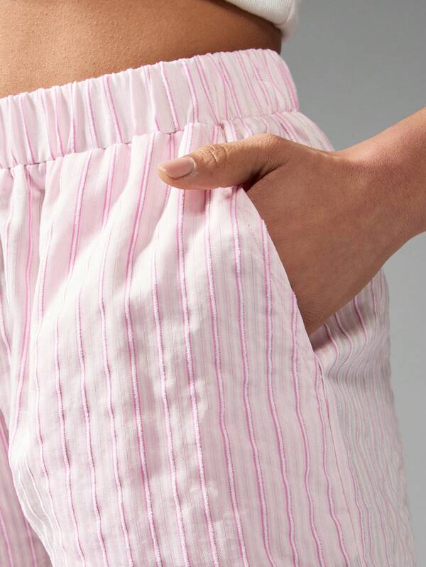 Missguided MISSGUIDED Stripe Pattern Summer Shorts With Elastic Waist