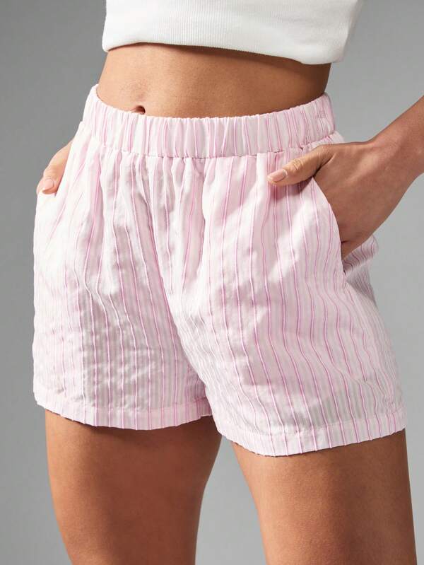 missguided MISSGUIDED Stripe Pattern Summer Shorts With Elastic Waist