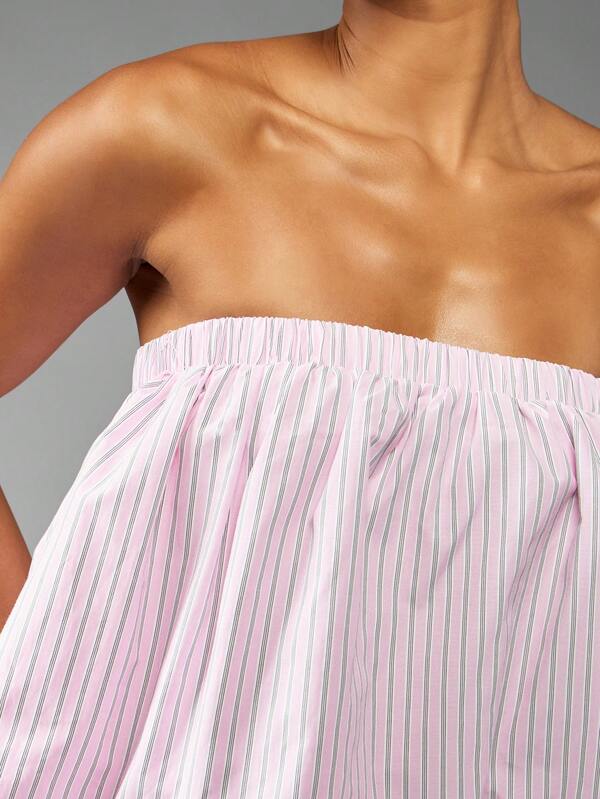 Missguided MISSGUIDED Striped Bandeau Top With Bubble Hem Design