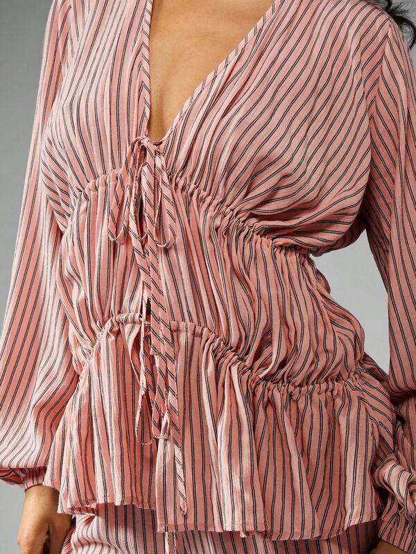 Missguided MISSGUIDED Striped Blouse And Wide Leg Pants Co Ord Set