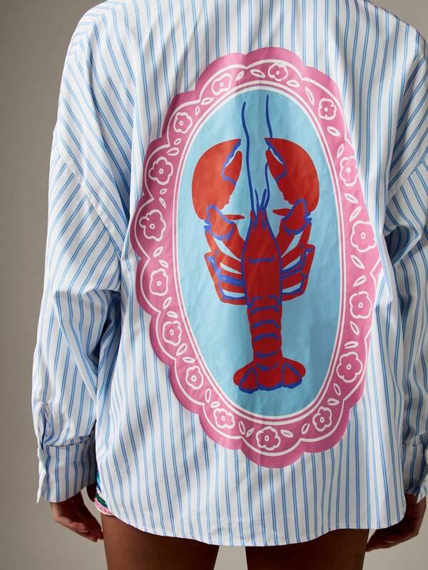 Missguided MISSGUIDED Striped Button Down Blouse With Lobster Back Print